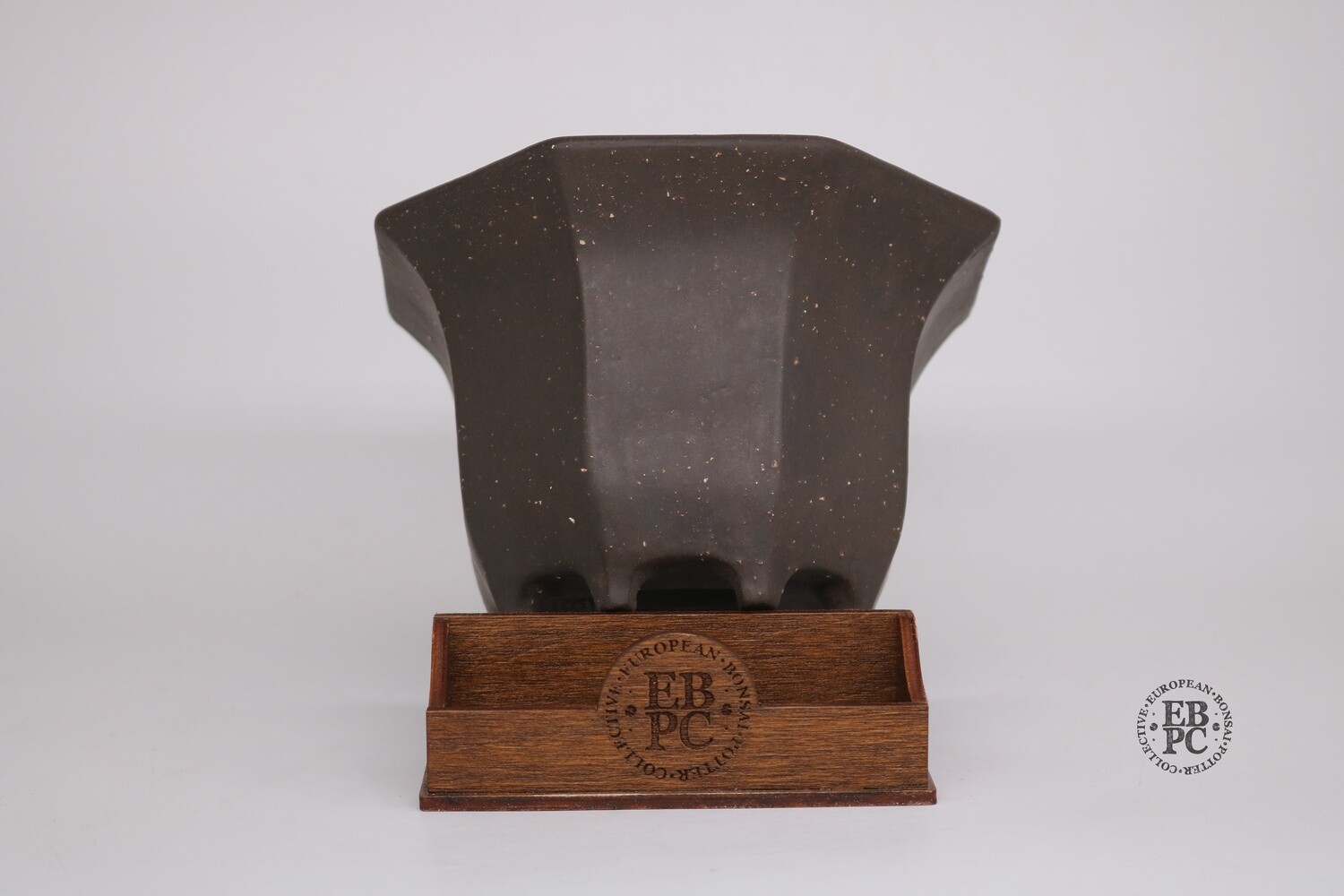 FURŌ  不老蘭 Bonsai Pots - France.    17.8cm; Antique Chinese-Inspired; Hand-made; Hexagonal; Chamotte Clay; Lip to Rim; Fine Detailing; Smooth Finish; EBPC Stamped; Florent Coirier