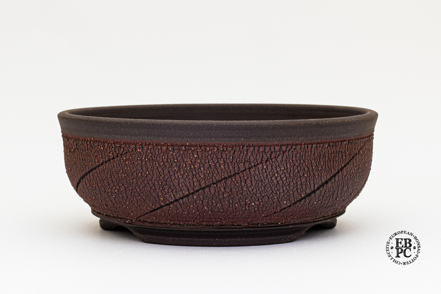 Yaruki Ceramics - Rome. 15.5cm; Round; Rustic Design; Unglazed; Weathered and Crackled Texture; Reddish Brown Slip; Dual Stamped; Made by Giuseppe Lombardo. EBPC DIRECT (Sent from within EU)