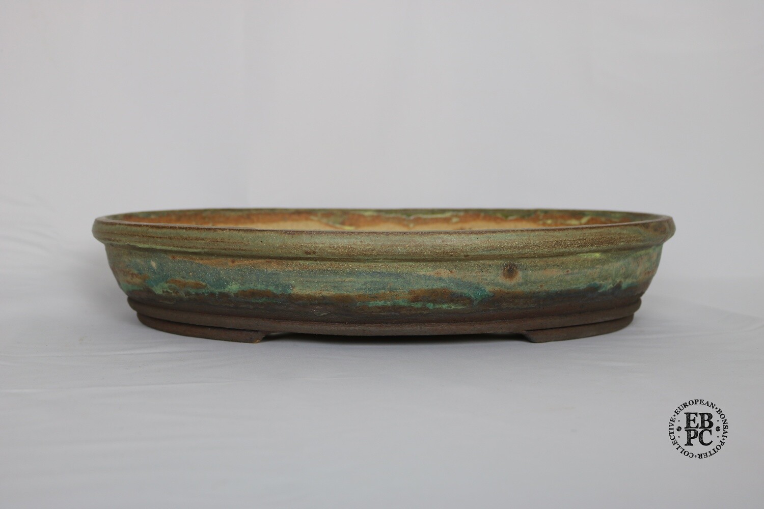Erin - 45cm; Oval; Glazed; Organic feel; Greens; Browns; Made by Victor Harris