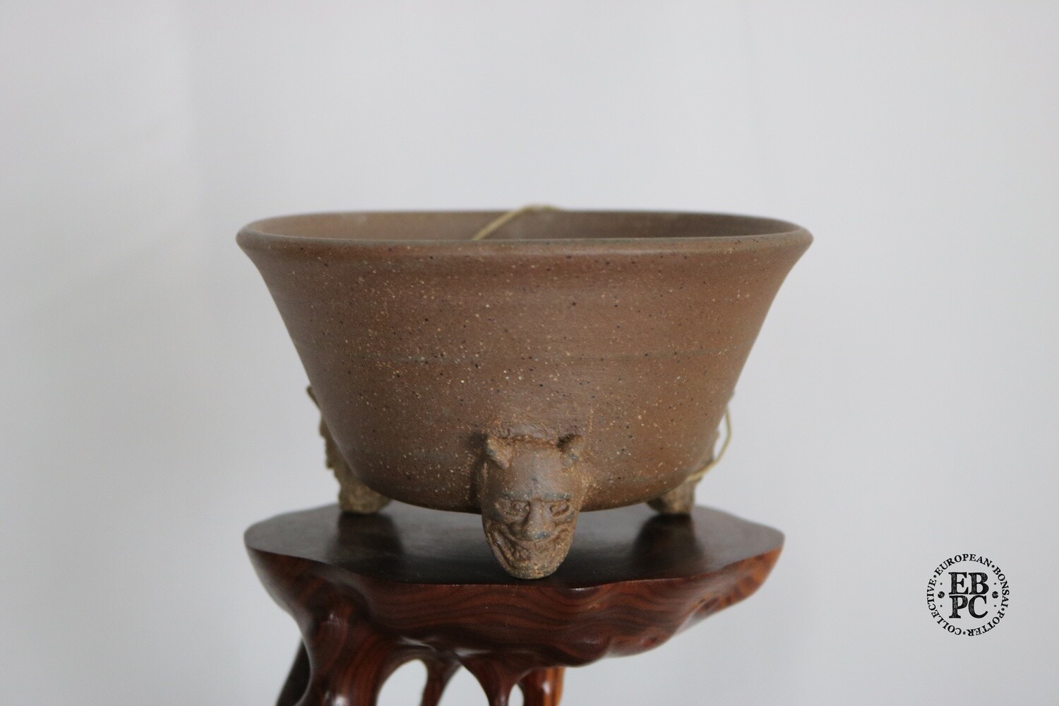 Amdouni Bonsai Pots - 12.3cm; Round; Unglazed; Chamotte Clay; Demon Head Feet; Sami Amdouni.