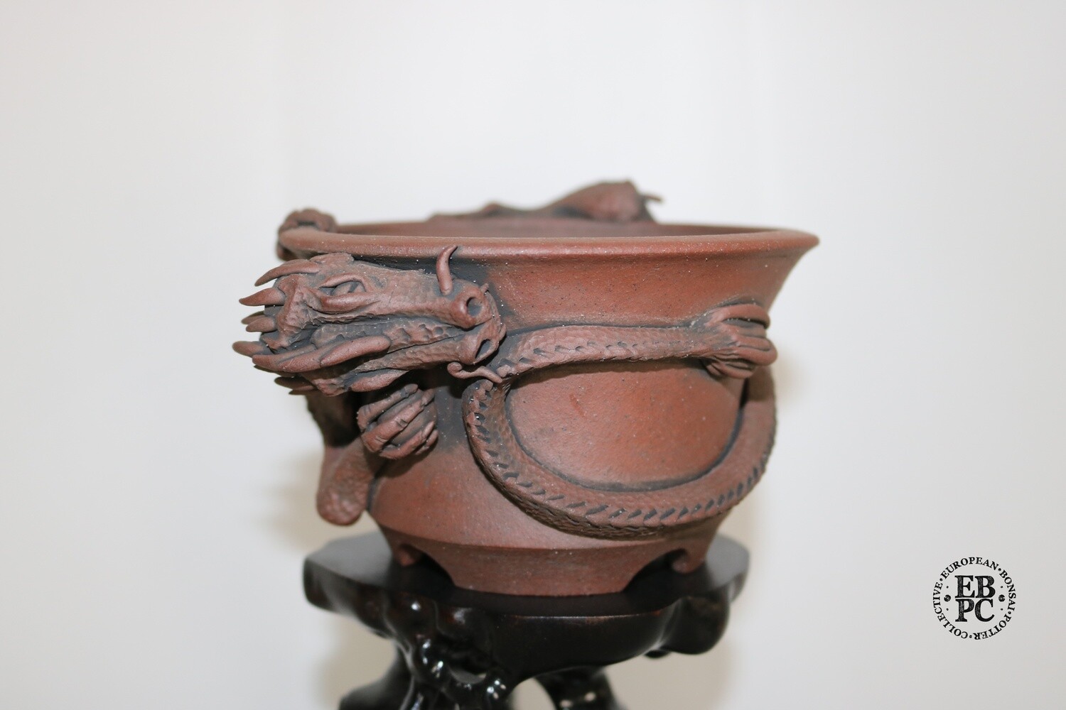 Stone Monkey Ceramics - cm; Unglazed; Round; Semi Cascade;  Sculpted &amp; Carved; Dragon; Andrew Pearson