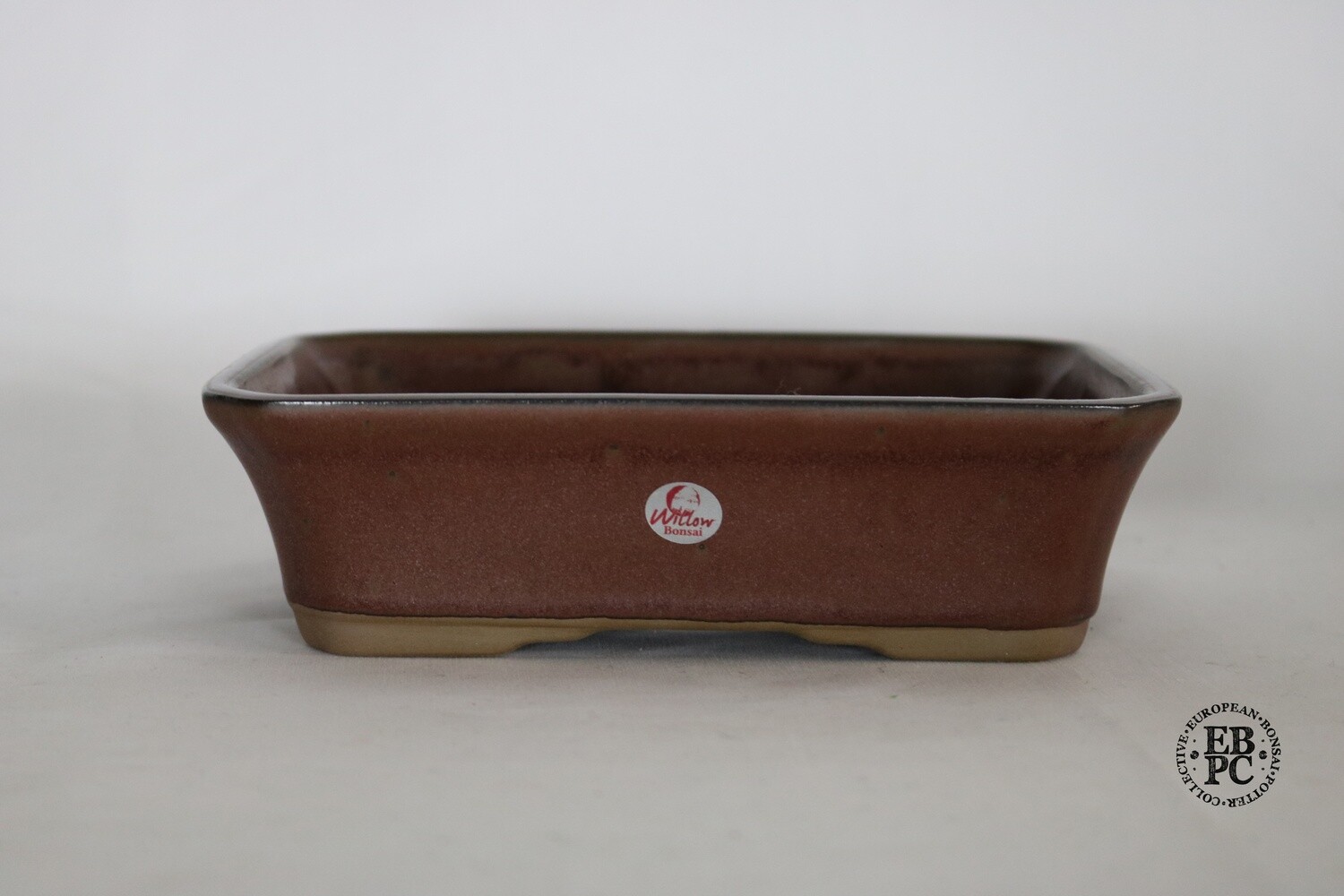 Willow Bonsai Pots. 18cm; Rectangle; Copper Glaze; Recessed Feet; Incised Corners; Made in South Africa.