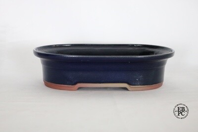 Willow Bonsai Pots.  24.8cm; Oval; Ruri Blue Glaze; Recessed Feet; Lip to Rim; Made in South Africa.