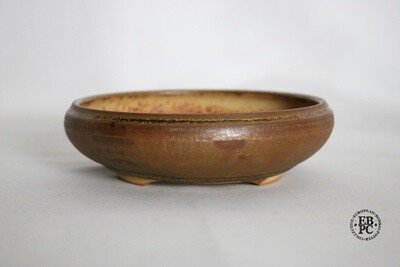 PAS Pots -12.1cm; Round; Glazed; Rim Detail; Hand Thrown; Excellent Glaze; Browns; Patricia