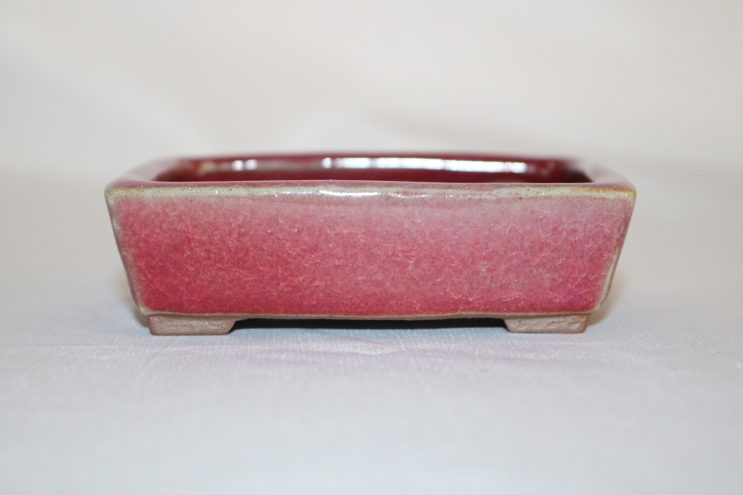 Banko Shunzan, Japan.  9.8cm; Rectangle; Glazed; Excellent Glaze; Recessed Feet; Stamped;