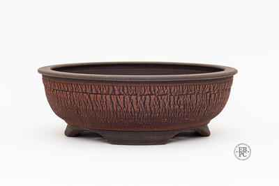 Yaruki Ceramics - Rome.   17.3cm; Flared Round; Dark Grey Stoneware; Unglazed; Weathered and Crackled Texture; Dual Stamped; Made by Giuseppe Lombardo.  *EBPC DIRECT (Sent from within the EU)