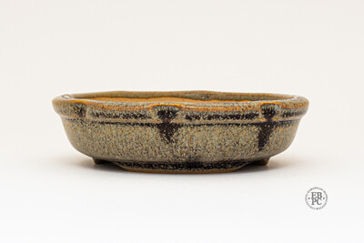 Yaruki Ceramics - Rome.   11.2cm; Round Shohin; Nanban Design; Buff Stoneware; Superb Glaze; Tofee; Browns; Made by Giuseppe Lombardo.  *EBPC DIRECT (Sent from within the EU)
