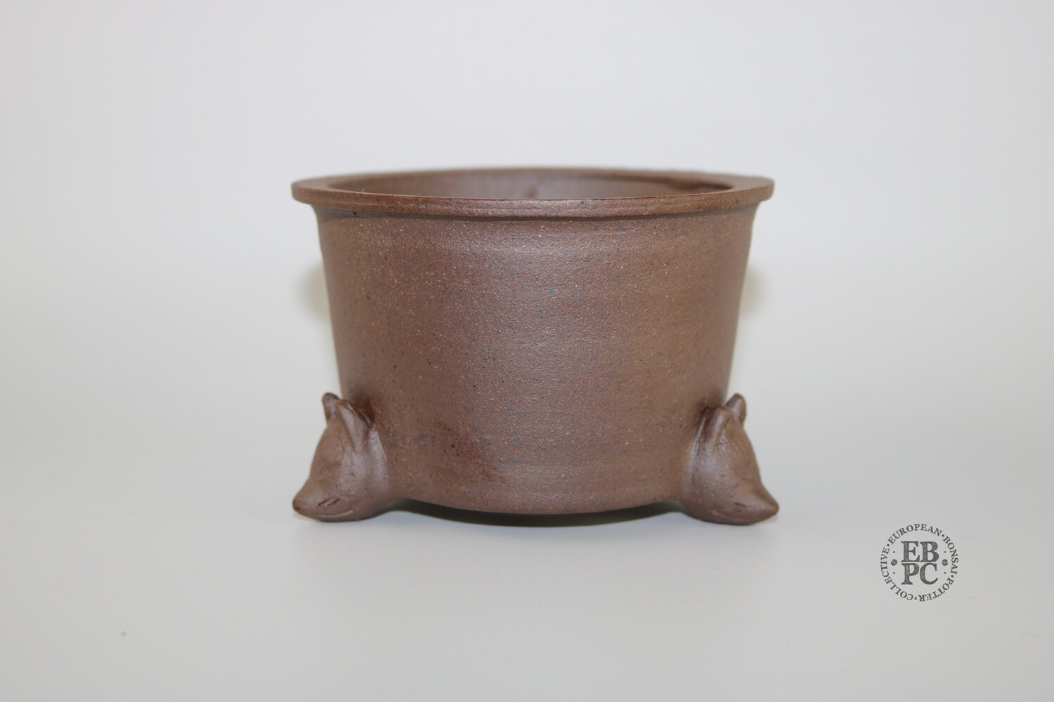 Amdouni Bonsai Pots - 11.4cm; Round; Unglazed; Chamotte Clay; Detailed Fox Head Feet; Sami Amdouni.