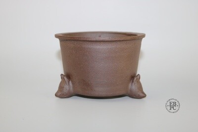 Amdouni Bonsai Pots - 11.4cm; Round; Unglazed; Chamotte Clay; Detailed Fox Head Feet; Sami Amdouni.