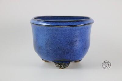 Amdouni Bonsai Pots - 11.6cm; Round; Shohin; Excellent Glaze; Blues; Detailed Feet; Sami Amdouni.