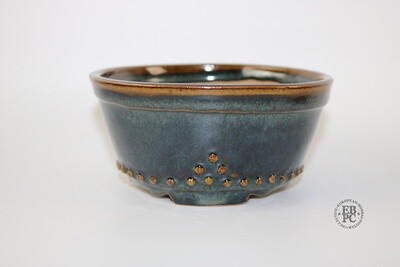 Amdouni Bonsai Pots - 13.5cm; Round; Shohin; Excellent Glaze; Namako; Blues; Browns; Studded Design; Sami Amdouni.
