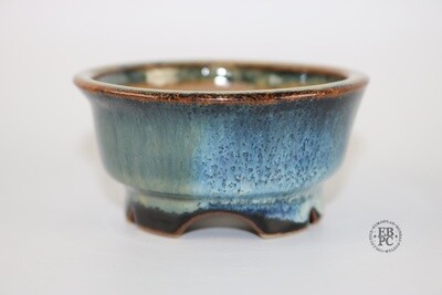 Amdouni Bonsai Pots - 8.5cm; Round; Shohin; Excellent Glaze; Namako; Blues; Browns; Studded Design; Sami Amdouni.