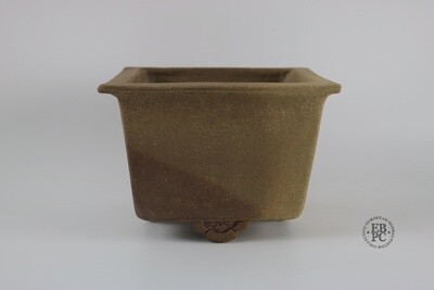 Amdouni Bonsai Pots - 14.4cm; Square; Semi Cascade; Heat Signatures; Unglazed; Detailed Feet; Sami Amdouni.