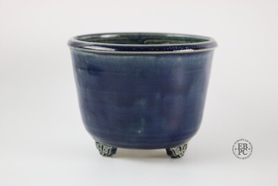 Amdouni Bonsai Pots - 12.6cm; Round; Shohin; Excellent Glaze; Blues; Detailed Feet; Sami Amdouni.