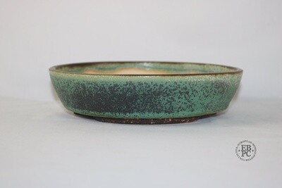 Sabine Besnard - 20.8cm; Glazed; Round; 'Lichen Glaze'; Green; Browns; Crystalline Glaze.