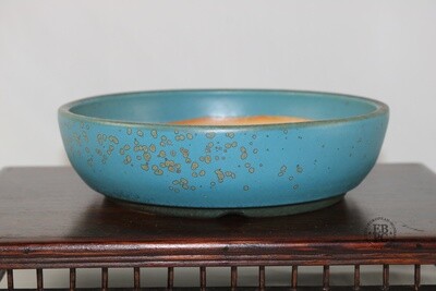 Sabine Besnard - 18.1cm; Glazed; Round; 'Okinawa Glaze'; Light Blue; Browns; Crystalline Glaze.