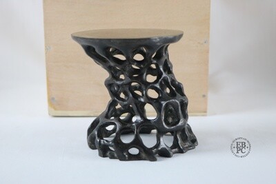 MSH Bonsai Stands - Ne Taku / Root Display Stand; 9.5cm Tall; Cherry Hardwood; Handcrafted; Jacobean Stain & Wax Finish; Boxed With Cherry Motif