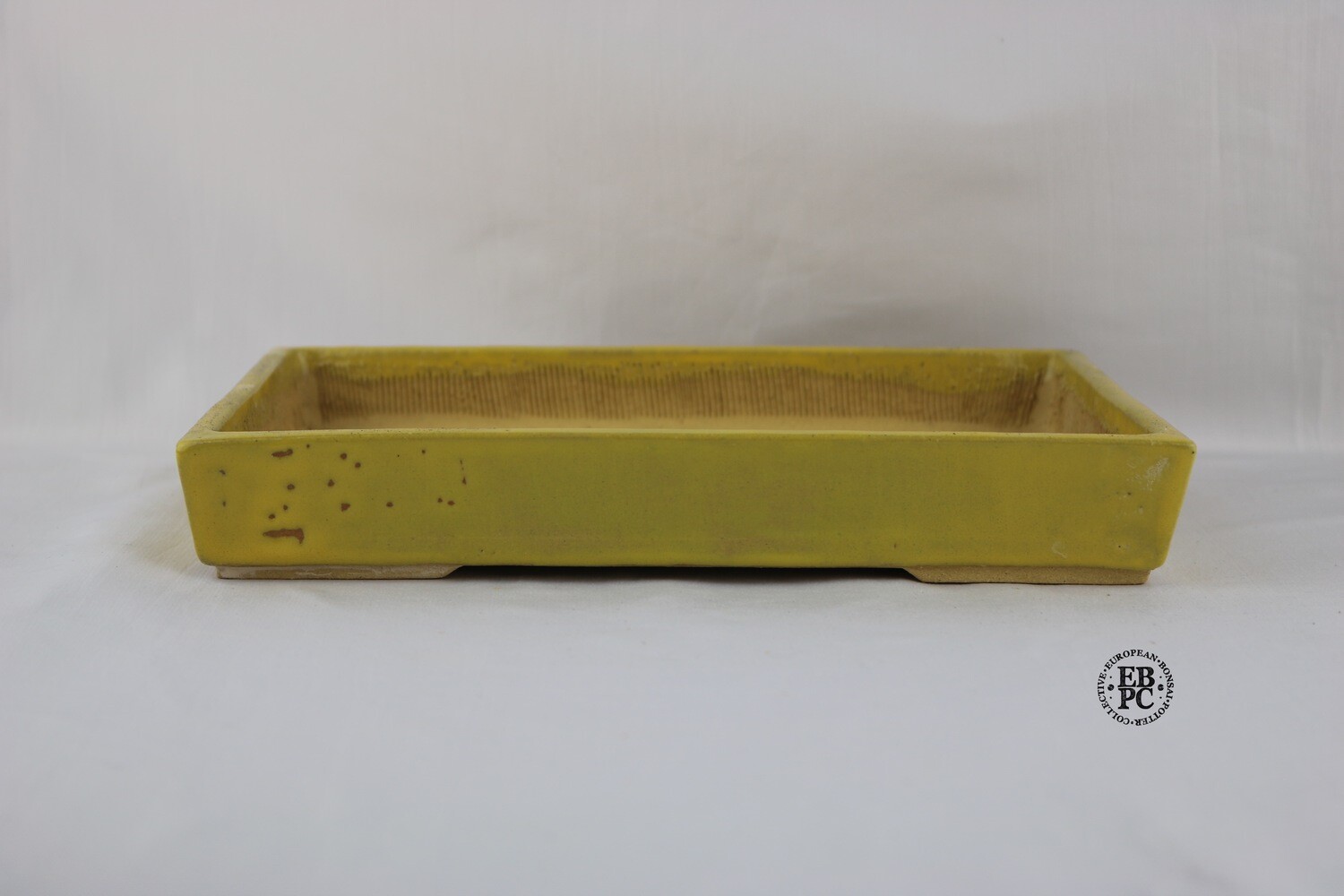 Ilker Durak Bonsai Pots. 25.5cm; Rectangle; Glazed; Yellow; Integrated Feet; Handmade in Turkey.