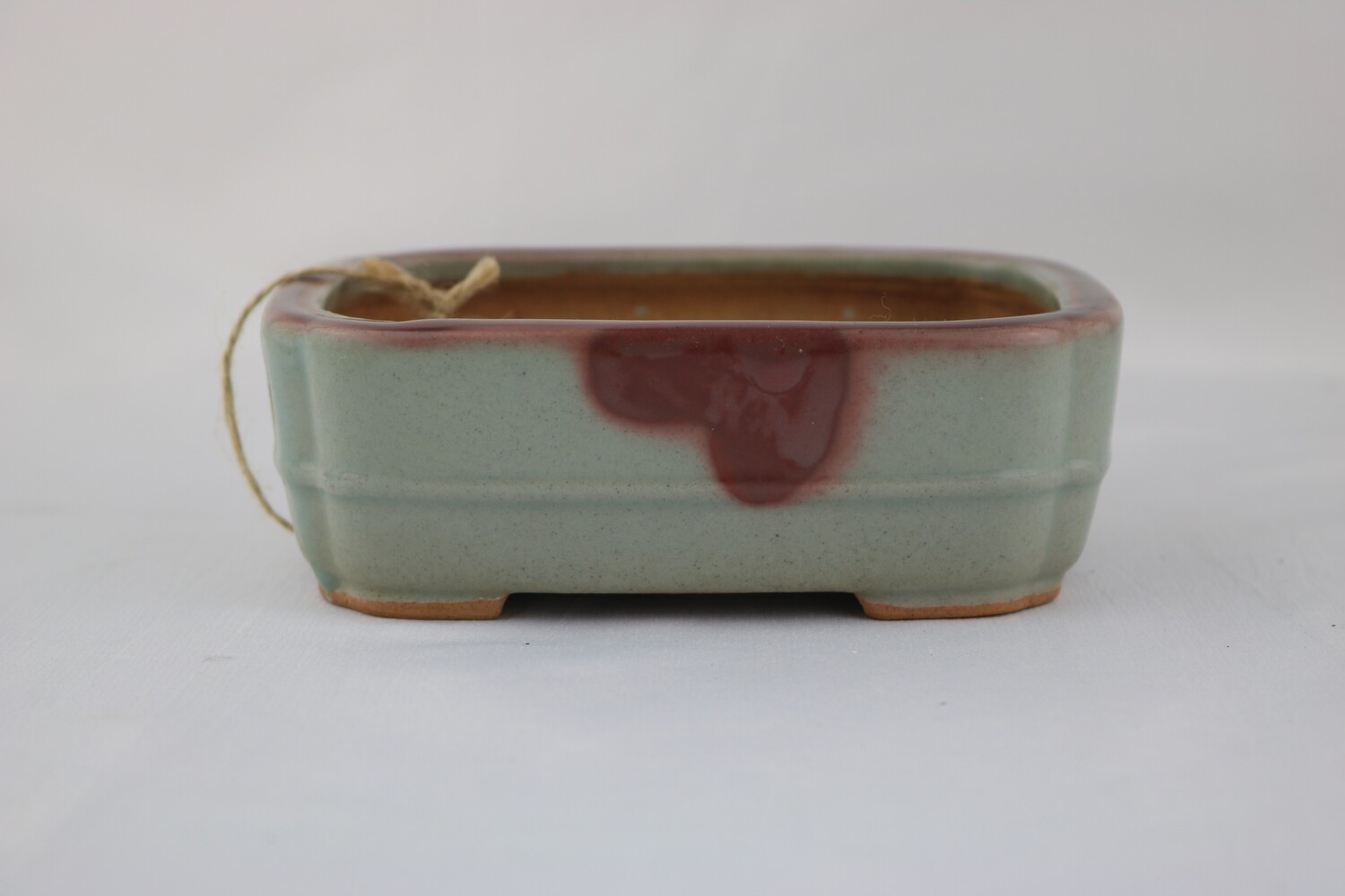 Bigei, Japan.  13.3cm; Vintage Rectangle; Banding In Relief; Excellent Glaze; Recessed Feet; Hand-Signed;
