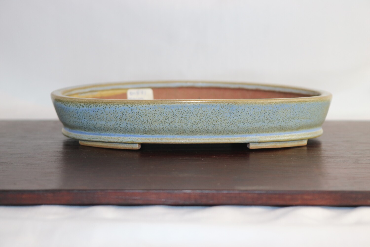 Heian Kouzan (平安香山); Japan.  17.9cm; Oval; Glazed; Kinyo / Light Blue; Stamped By Artist;
