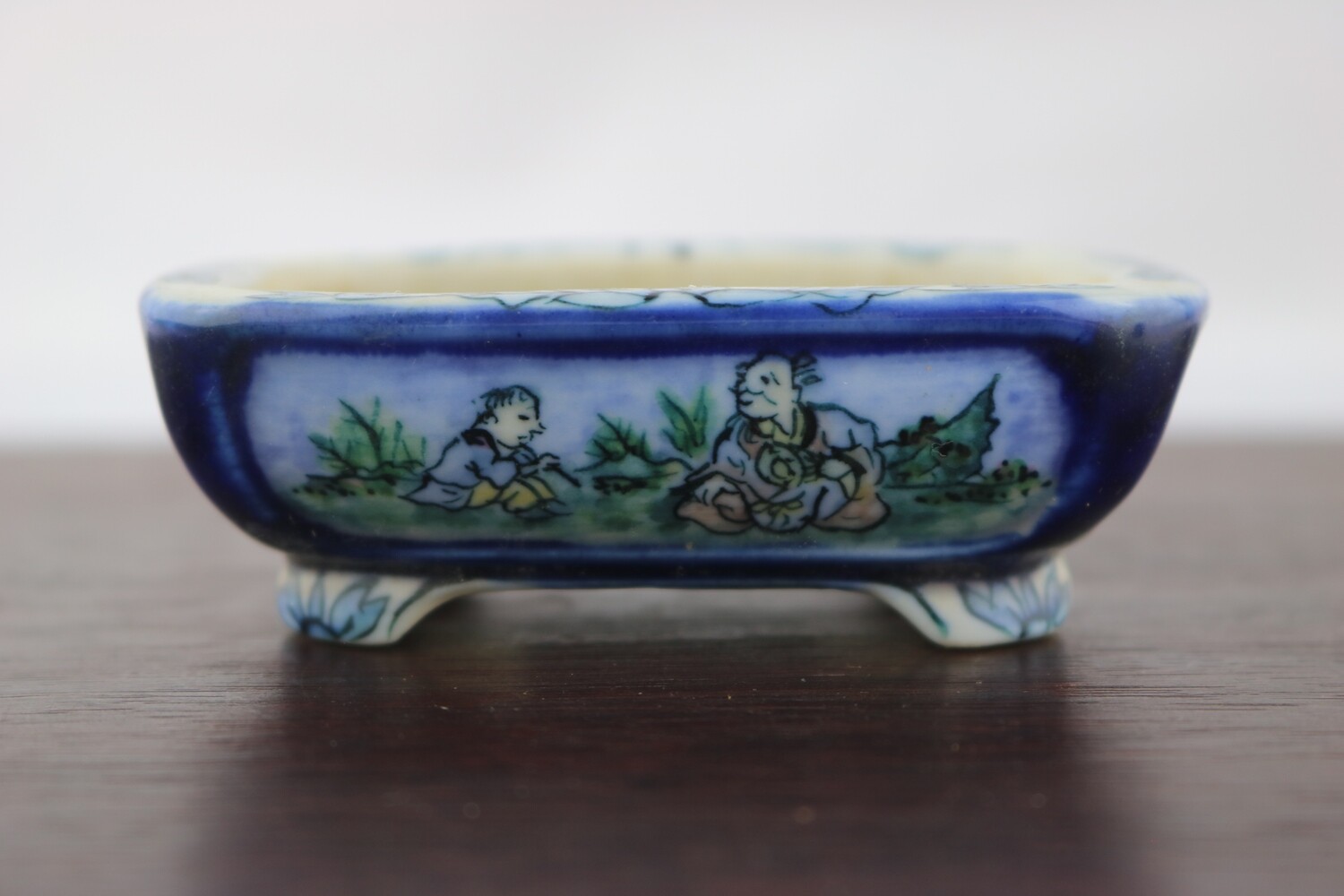 Tosui; Japan.   9cm; Porcelain; Rectangle; Hand-Painted; 5 Colour; Sansei Land / Sea Scapes; Sages;