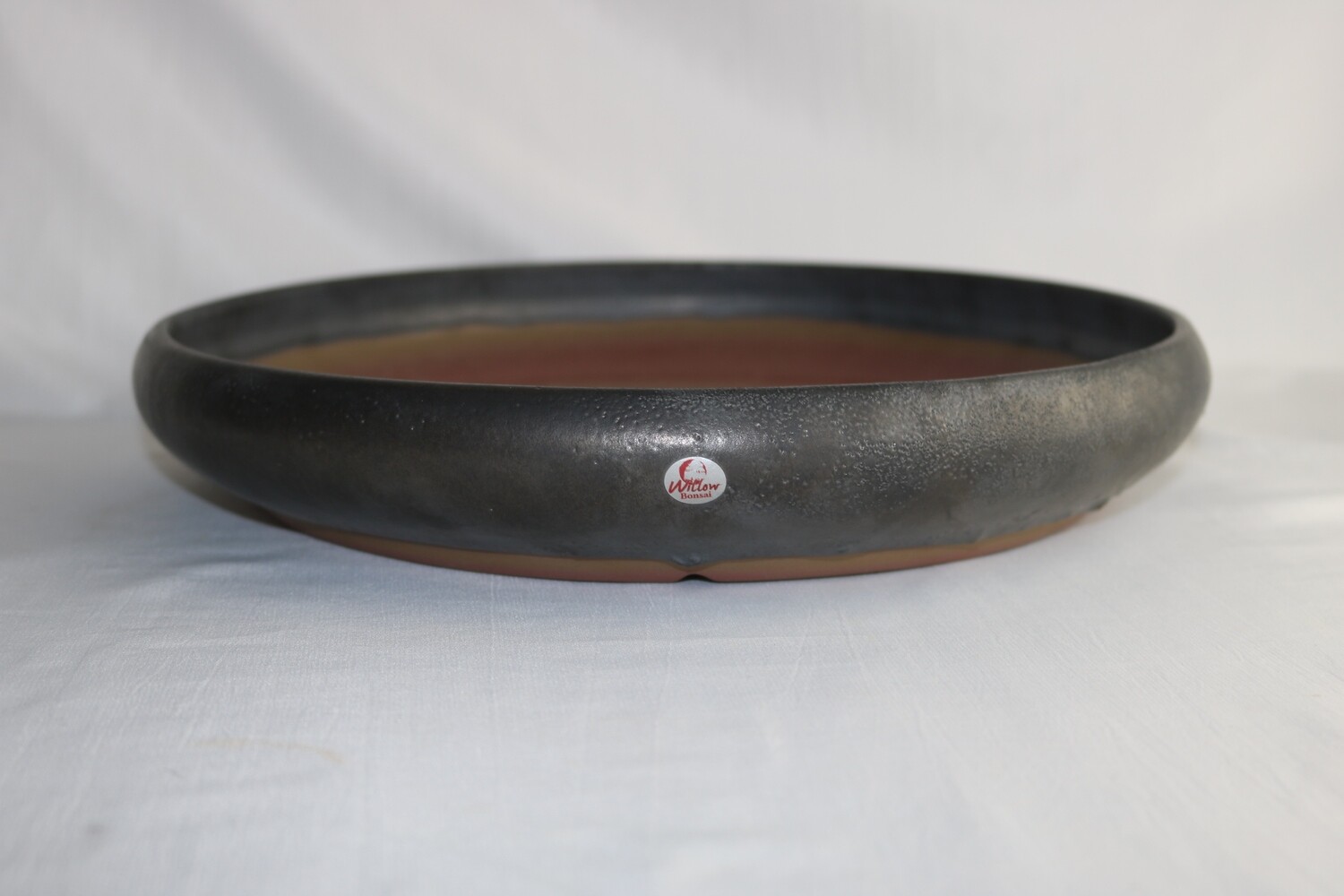 Willow Bonsai Pots, S.Africa -  31.6cm; Round; &#39;Pewter&#39; Glaze; Shades of Greys; Recessed Feet; EBPC Stamped.