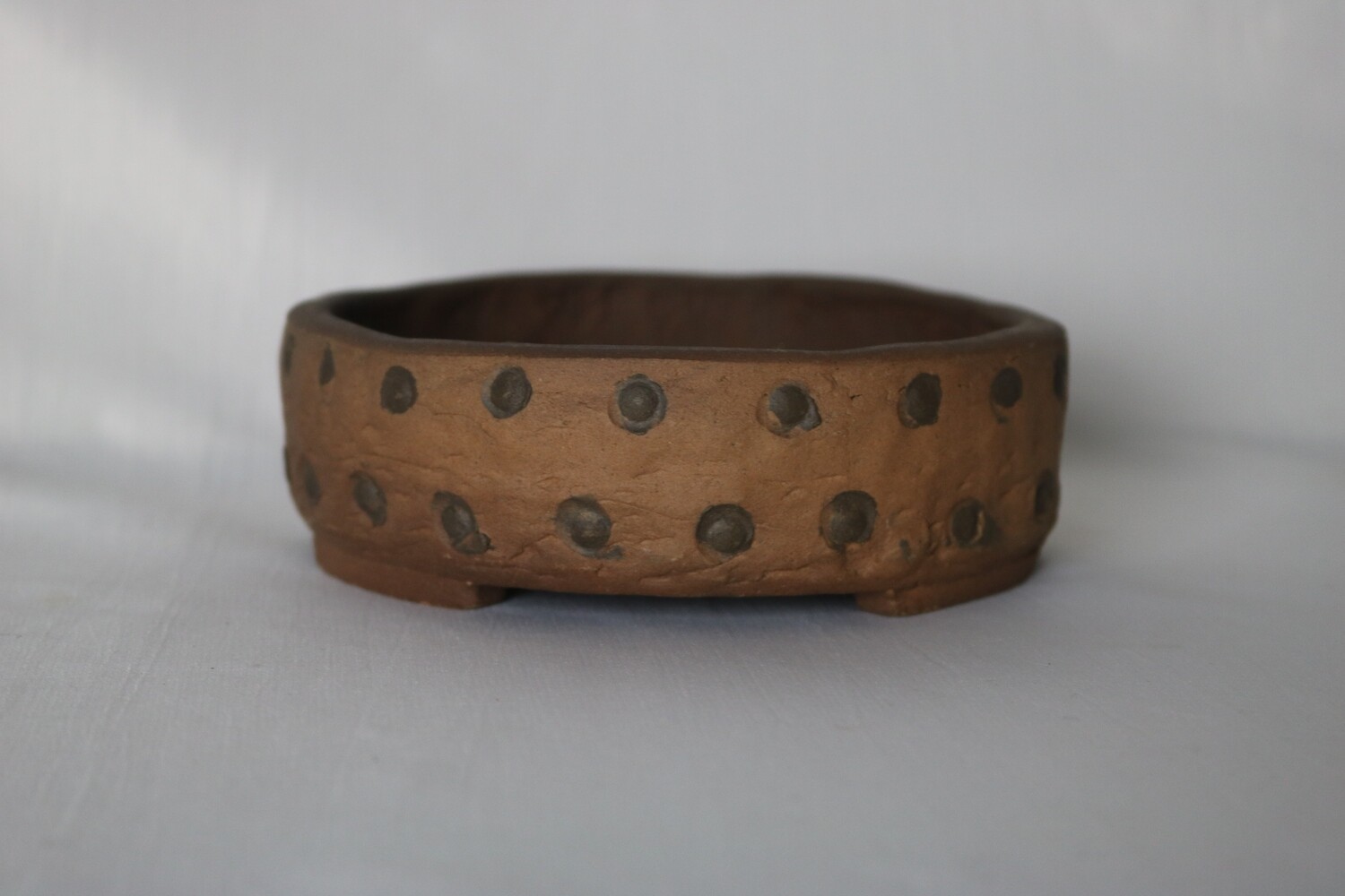 &#39;Yea&#39; (Wife of Zenigo), Izumi ya; Japan. 13.3cm; Rustic Drum Style; Unglazed; Signed By Artist;