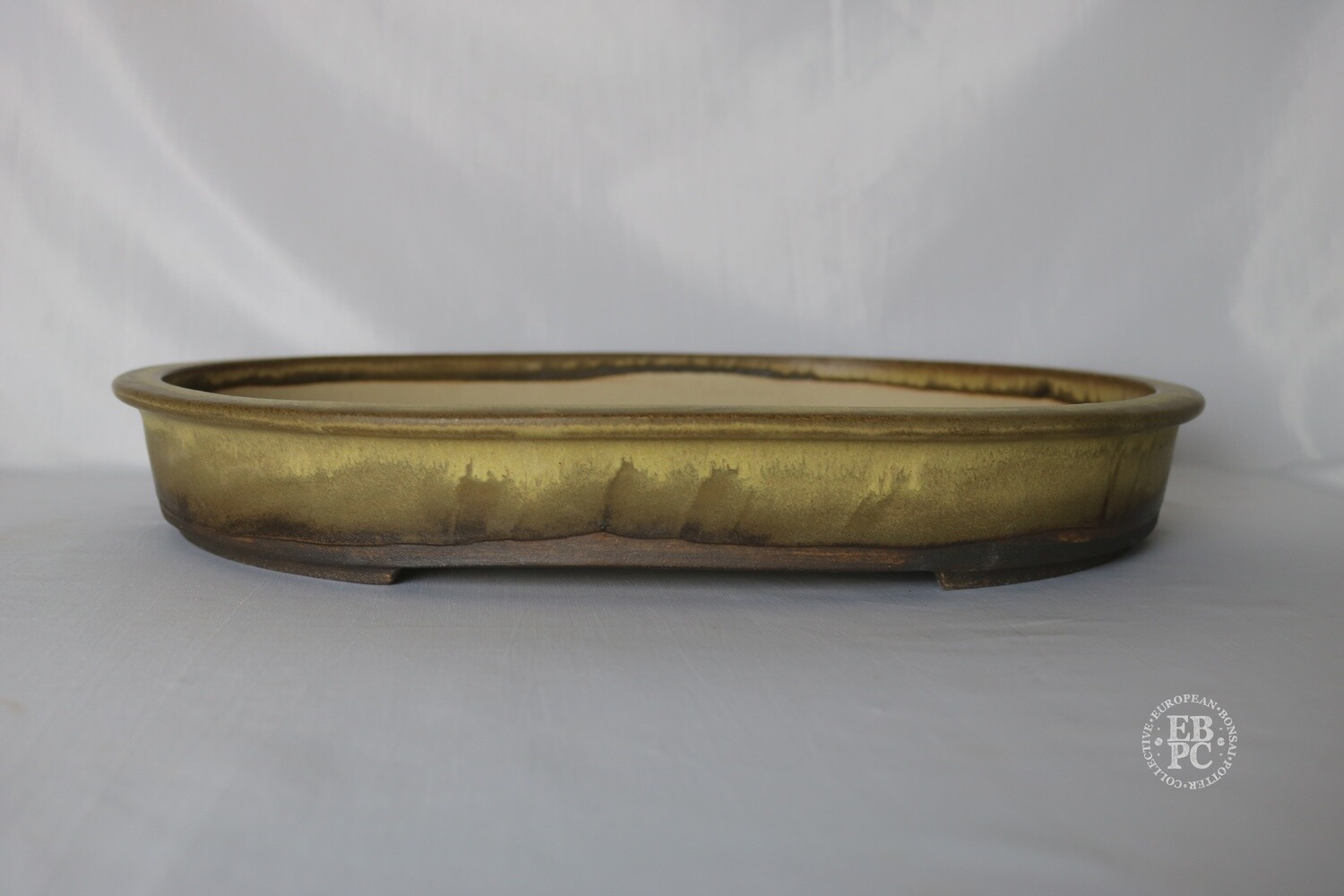 Walsall Studio Ceramics - Esther Griffiths.  40.5cm; Glazed; Oval; Superb Gaze; Lip to Rim; Recessed Feet; Dark Honey; Browns.