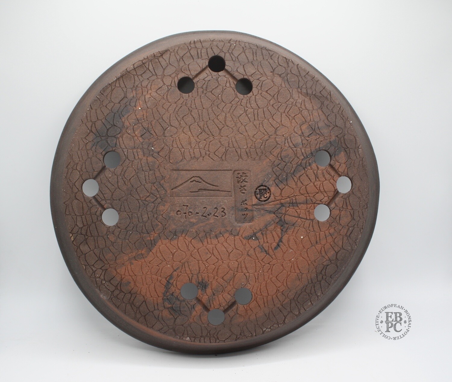 Shibusa Bonsai Pots - Italy. 30cm; Nanban Style Pot; Brown Clay; Red Hints; Rustic Design; EBPC Stamped. * EBPC-DIRECT *- Shipped by the artist. Lorenzo Penello - Italy.