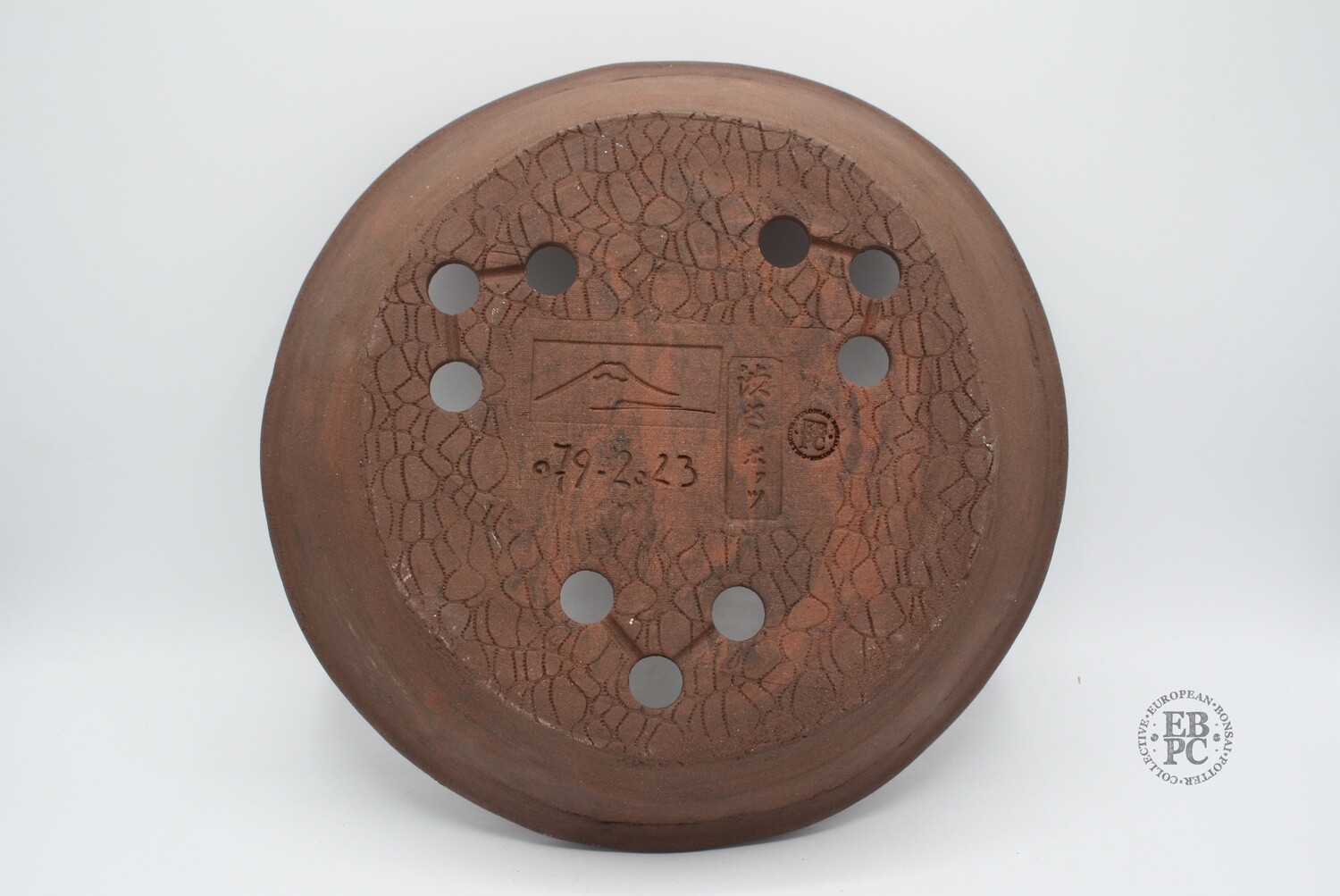 Shibusa Bonsai Pots - Italy. 27cm; Nanban Style Pot; Reddish Clay; Shudei; Rustic Double Lip Design; EBPC Stamped. * EBPC-DIRECT *- Shipped by the artist. Lorenzo Penello - Italy.