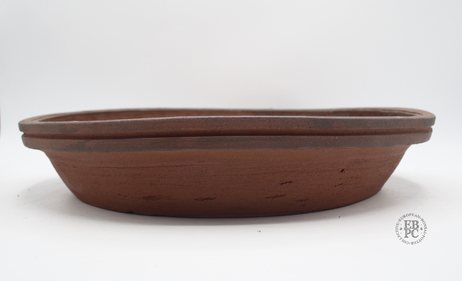 Shibusa Bonsai Pots - Italy. 30cm; Nanban Style Pot; Reddish Clay; Shudei; Rustic Double Lip Design; EBPC Stamped. * EBPC-DIRECT *- Shipped by the artist. Lorenzo Penello - Italy.