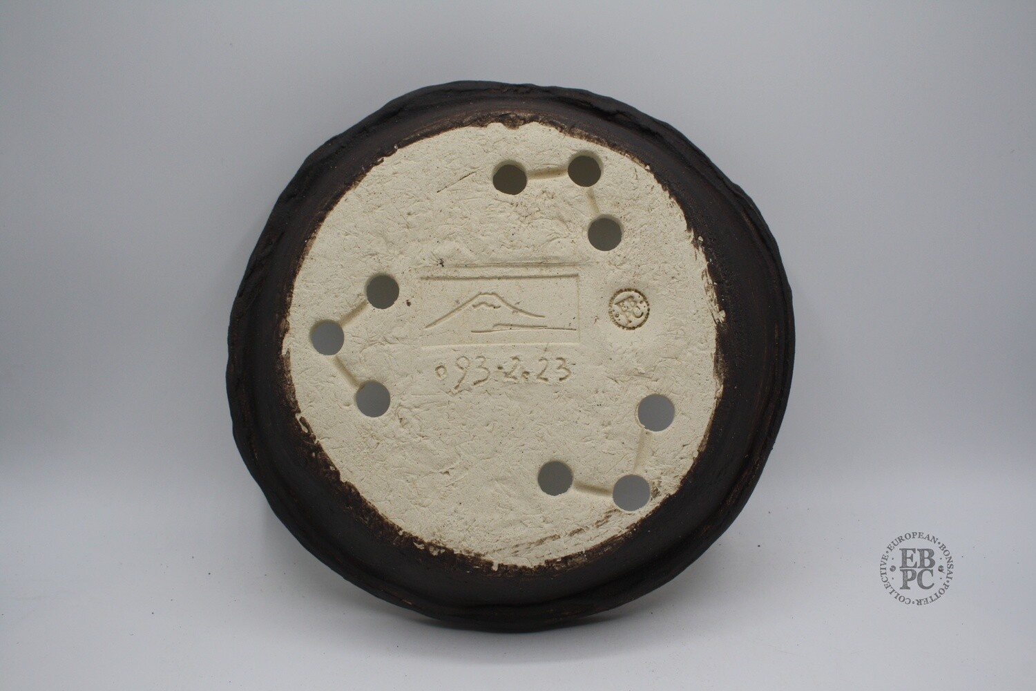 Shibusa Bonsai Pots - Italy. 21cm; Nanban Style Pot; White Clay; Black Engobe Finish; Rustic Double Lip Design; EBPC Stamped. * EBPC-DIRECT *- Shipped by the artist. Lorenzo Penello - Italy.