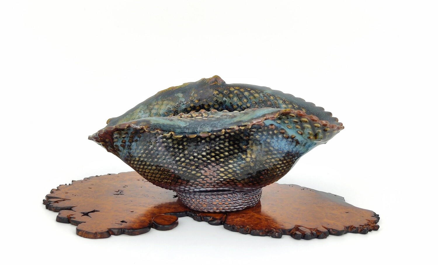 Igor Carino - Italy.  17cm; Deformed Round; Glazed; Innovative 3D Printed Techniques; Wood-Fired; Culmination of 10 Years Research; Gafu-ten Winner; Natural Ash Deposit Glaze.  *EBPC DIRECT