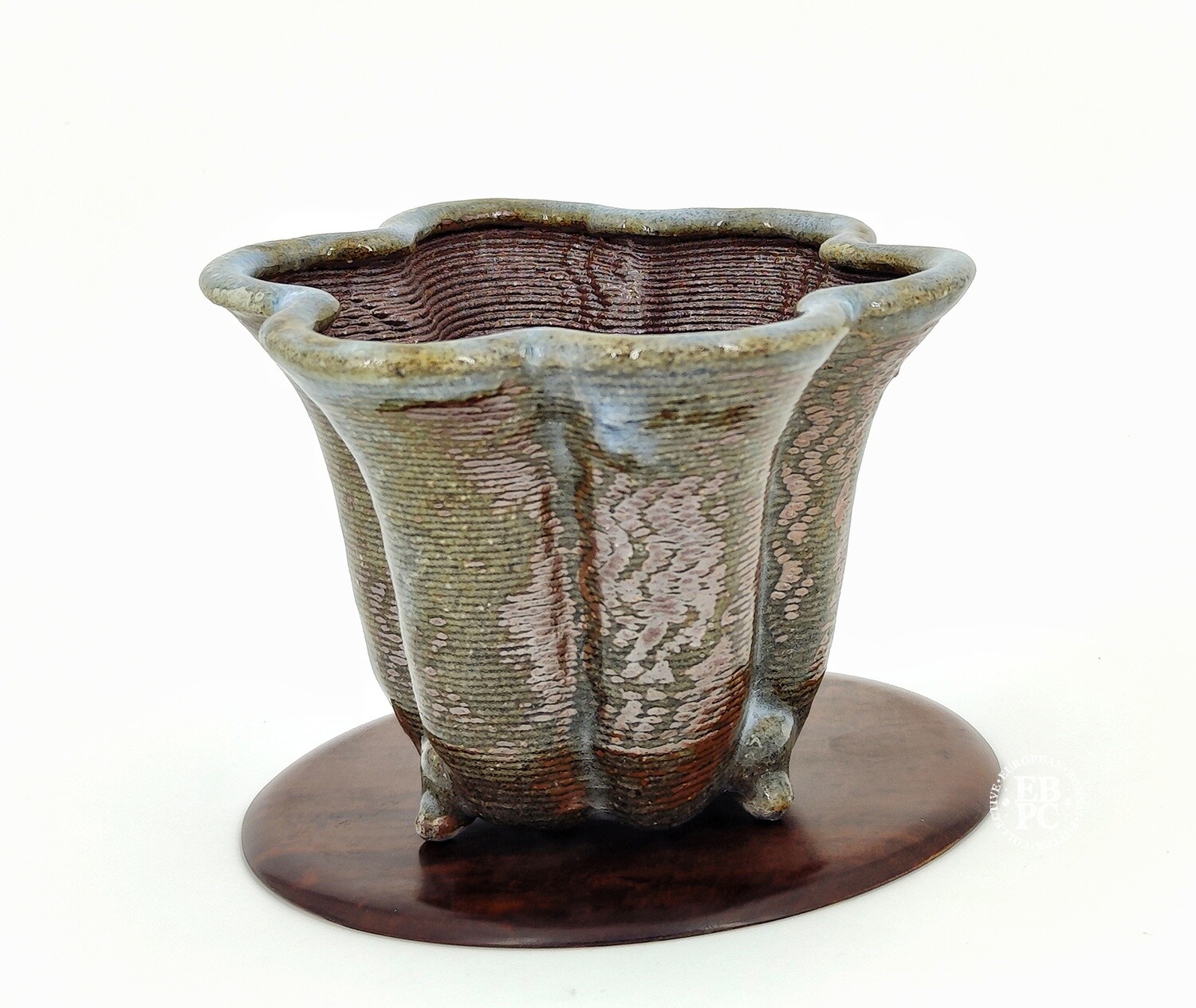 Igor Carino - Italy.  13.3cm; 6-Lobed Rinka S/Casacde; Glazed; Innovative 3D Printed Techniques; Wood-Fired; Culmination of 10 Years of Research; Gafu-ten Winning Design; Natural Ash Deposit Glaze.
