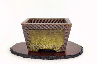 Igor Carino - Italy. 12cm; Square; Part Glazed; Innovative 3D Printed Techniques; Wood-Fired; Culmination of 10 Years Research; Gafu-ten Winner; Natural Ash Deposit Glaze; *EBPC DIRECT