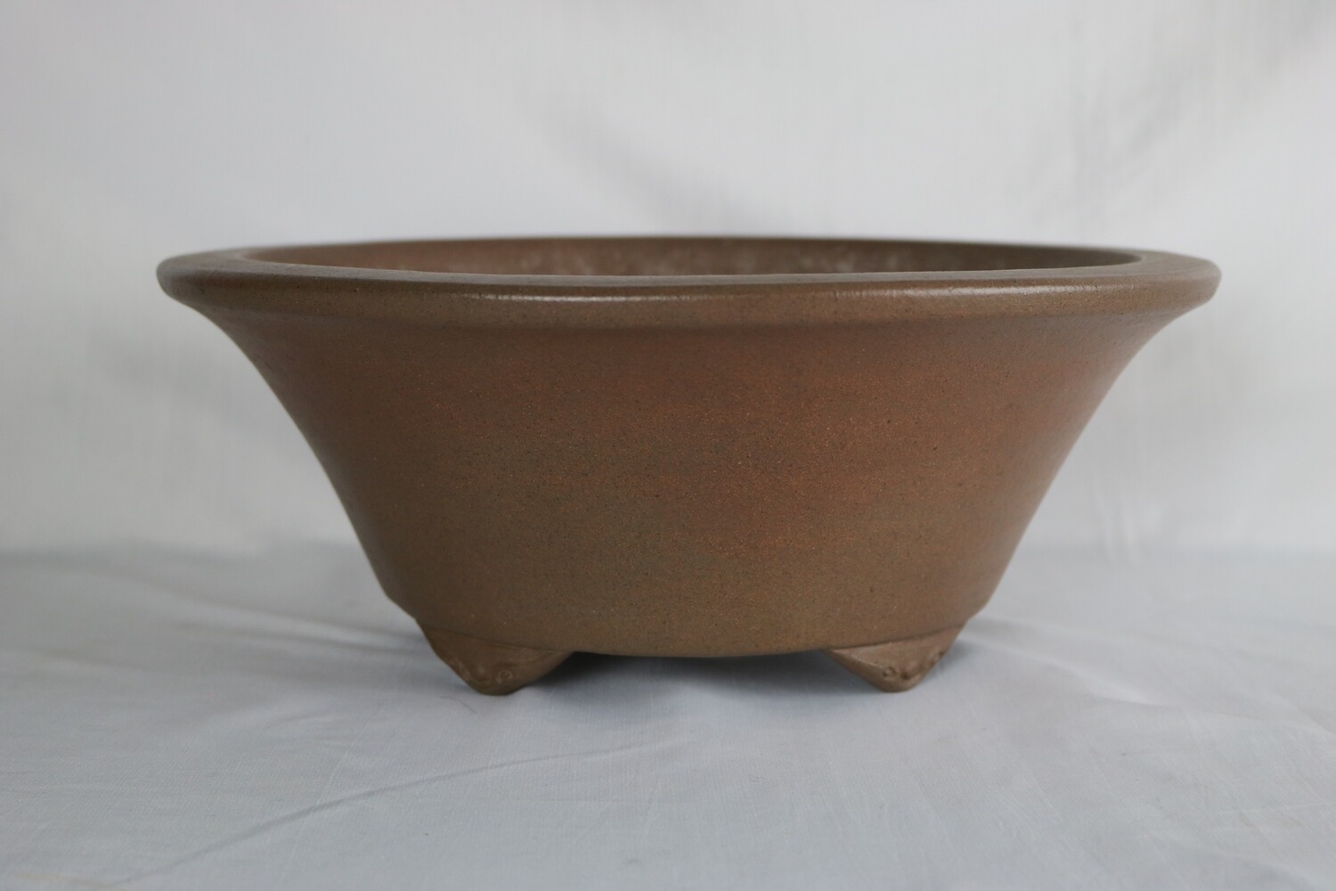 Gyouzan – Yuuji Gyouzan; Tokoname; Japan.   31.6cm; Round; Unglazed; Carved Feet; Stamped By Artist;