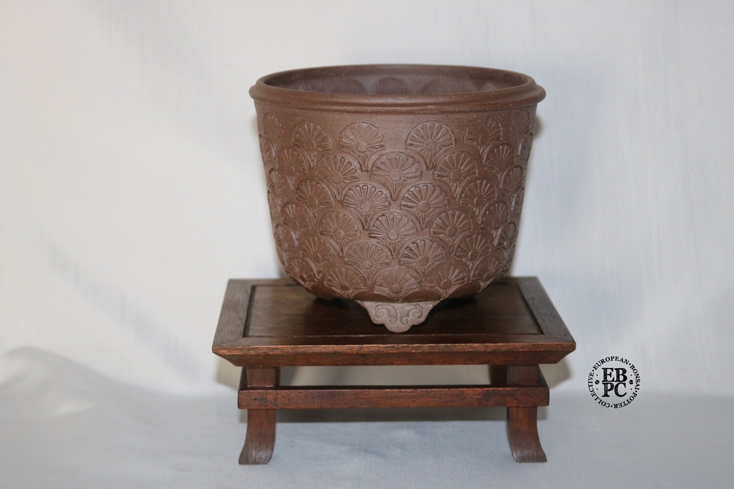 Amdouni Bonsai Pots - 13.6cm; Shell Imprint Design; Unglazed; Round; Sami Amdouni;
