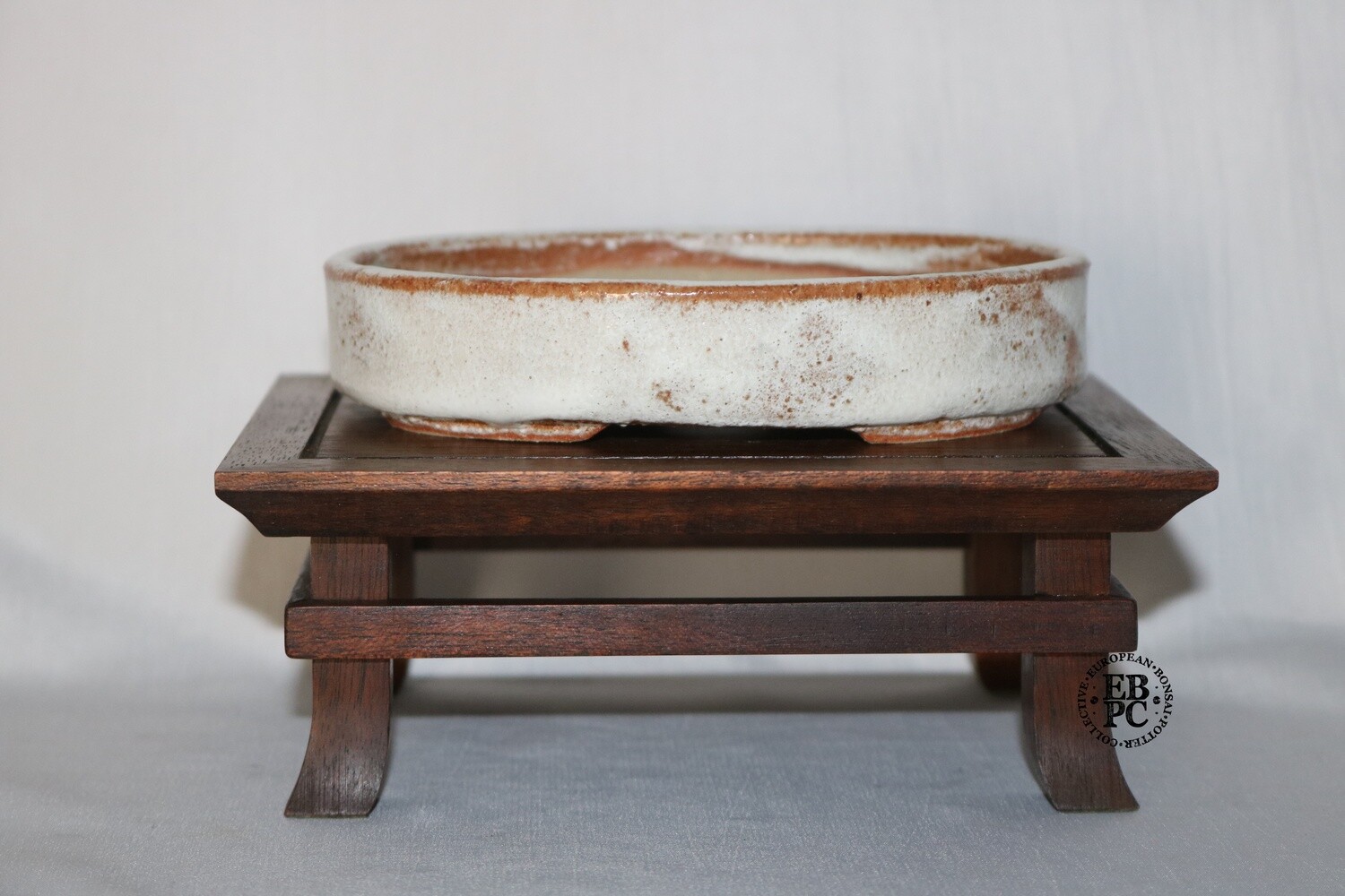 Amdouni Bonsai Pots - 13.6cm; Glazed; Oval; Cream; Browns; Thick Glaze; Made by Sami Amdouni.
