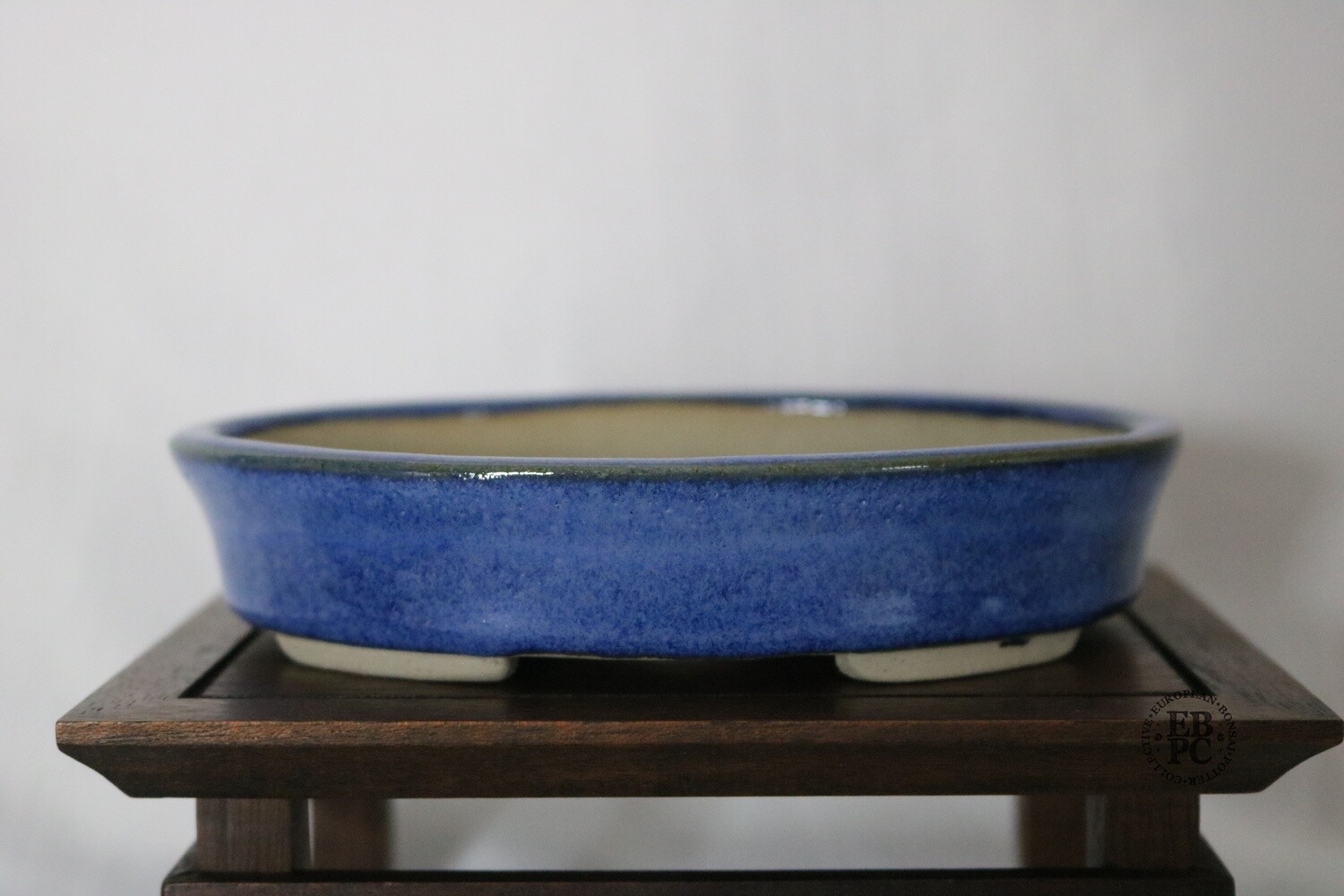 Amdouni Bonsai Pots - 14.9cm; Glazed; Oval; Blue; Browns; Thick Glaze; Made by Sami Amdouni.