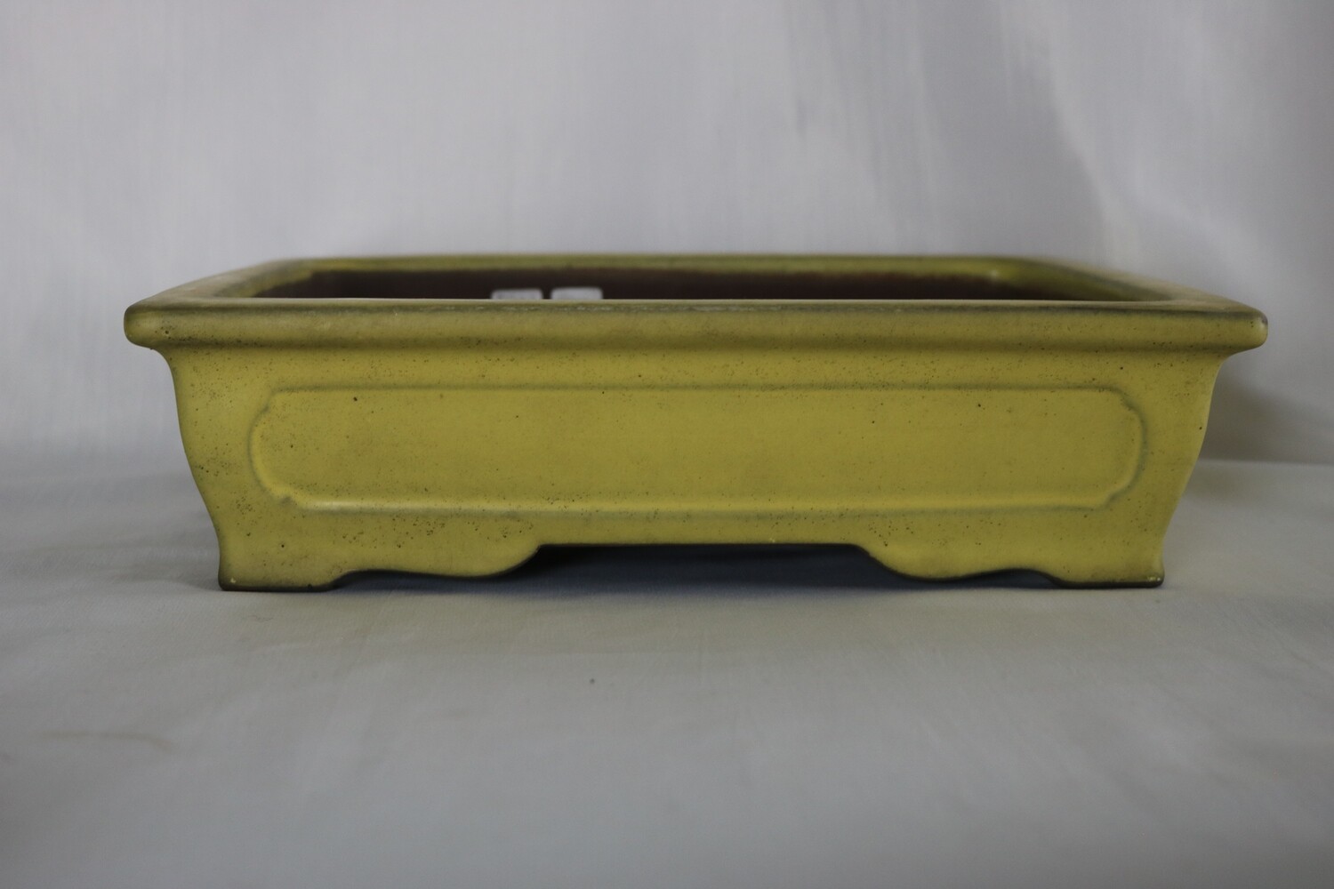 29.2cm;  Yamaaki, Tokoname, Japan.  Rectangle; Glazed; Yellow; Recessed Panels; Hand-signed