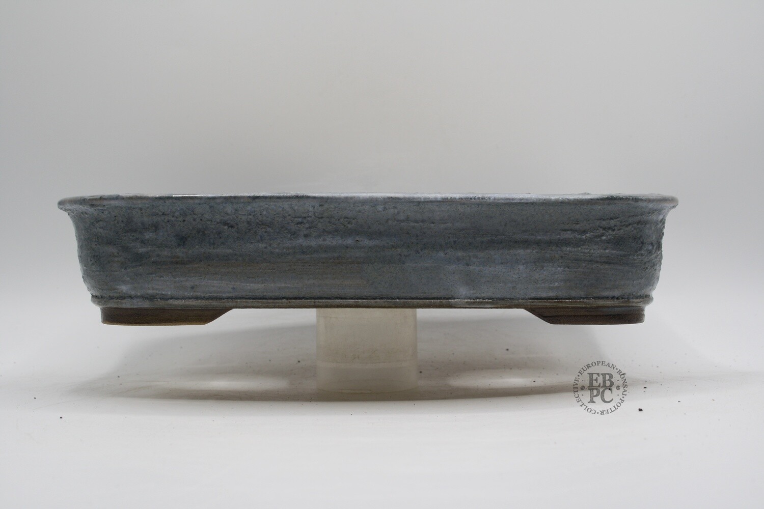 Shibusa Bonsai Pots - Italy.      26.5cm; Textured Rectangle; White Stoneware Clay; Grey Blue Glaze; EBPC Stamped.          * EBPC-DIRECT *- Shipped by the artist. Lorenzo Penello - Italy.