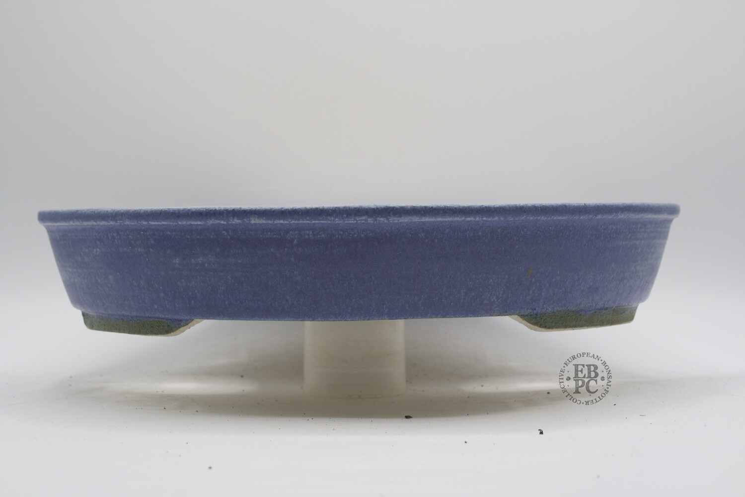 Shibusa Bonsai Pots - Italy. 29.5cm; Oval; Lip Design; White Stoneware Clay; Opaque Blue Glaze; EBPC Stamped. * EBPC-DIRECT *- Shipped by the artist. Lorenzo Penello - Italy.