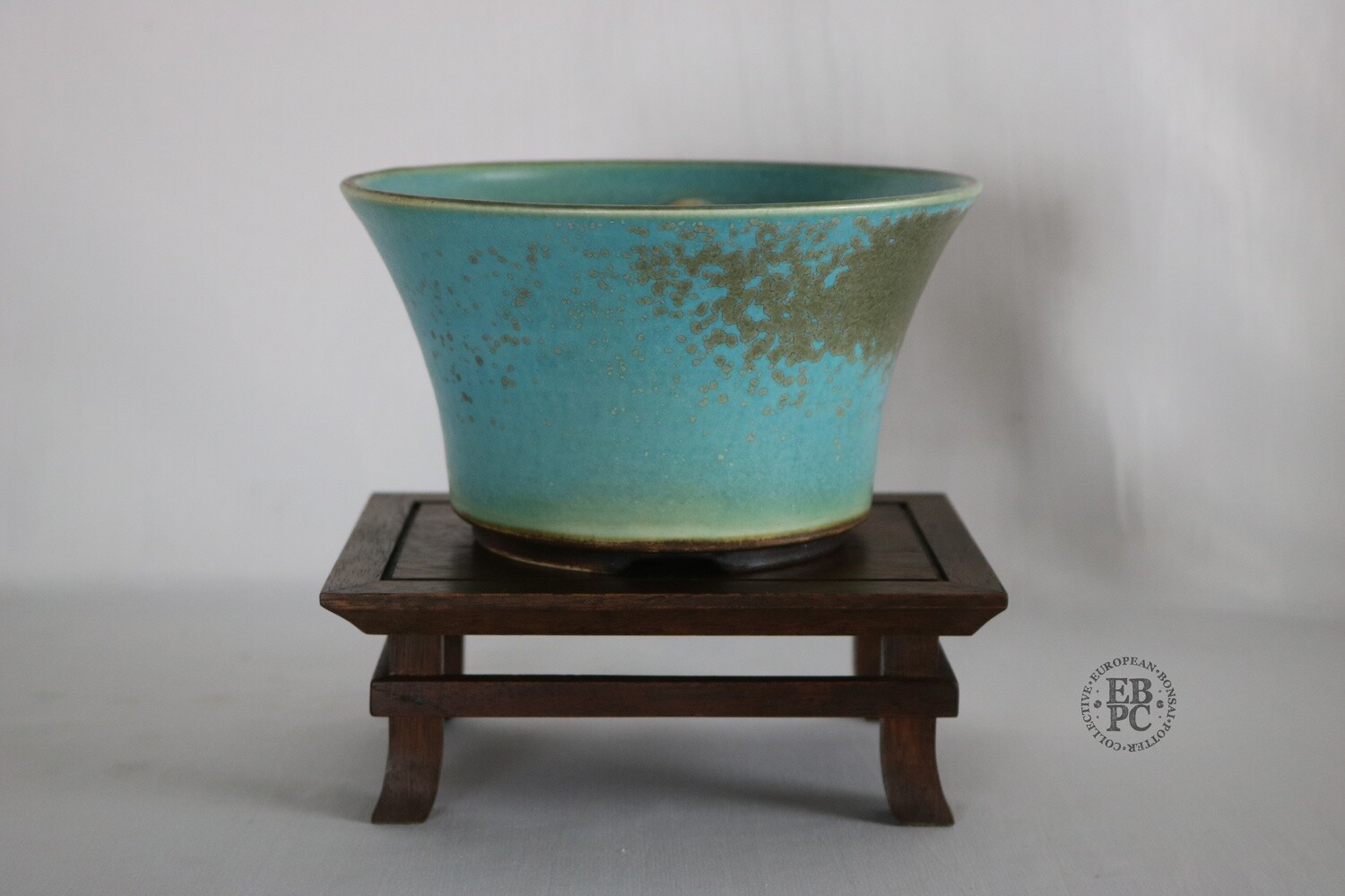 Sabine Besnard - 16.3cm; Glazed; Round; &#39;Okinawa&#39; Crystalline Glaze; Turquoise; Blues; Greens; Browns; EBPC Stamped;