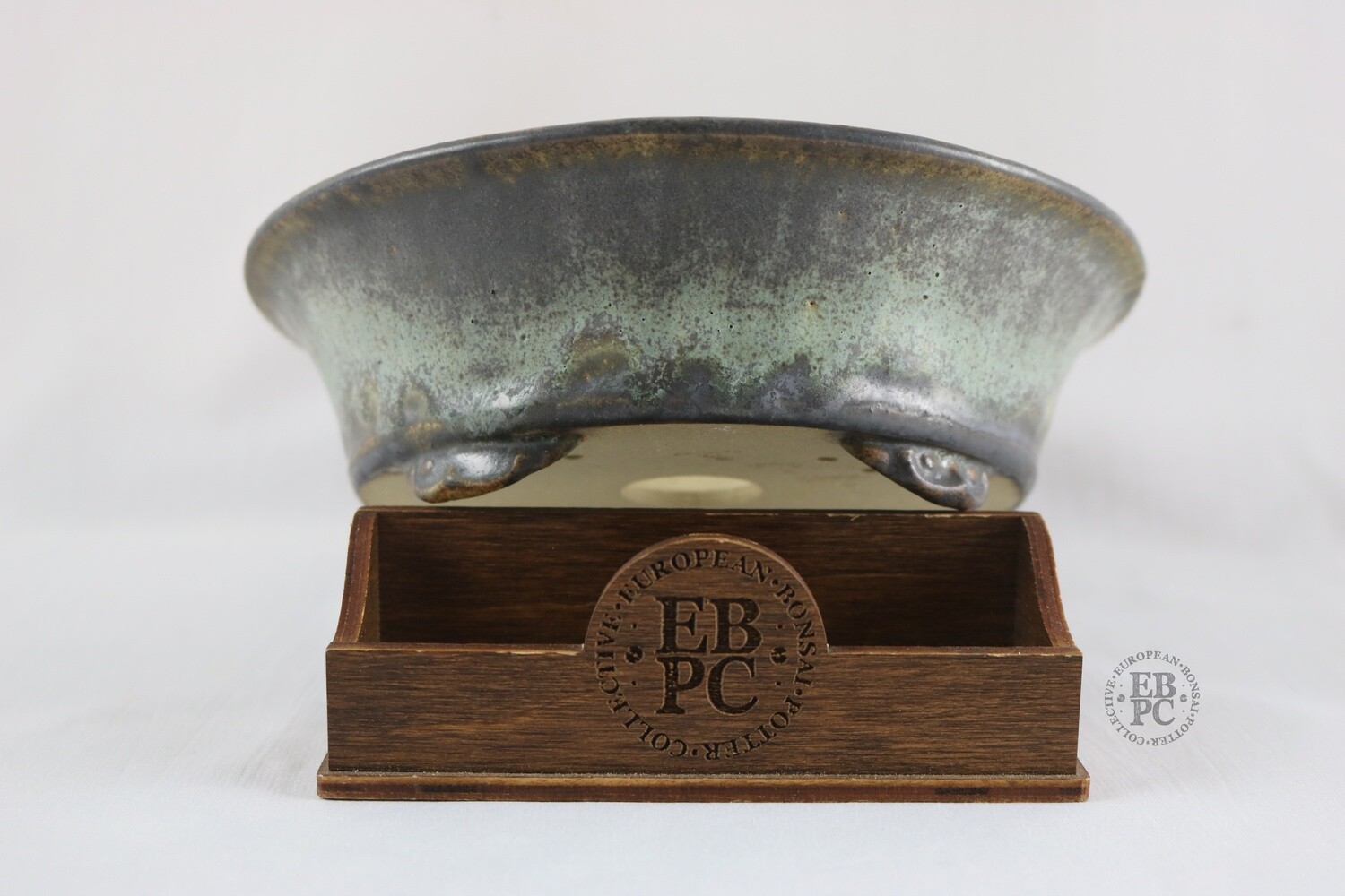 Ian Baillie - 18cm; Shohin +; Superb Glaze; Round; Elegant Design; Sculpted Feet; Mint; Charcoal; Greys; Browns; Hand-Signed; Stamped - EBPC IB, &amp; Scotland.