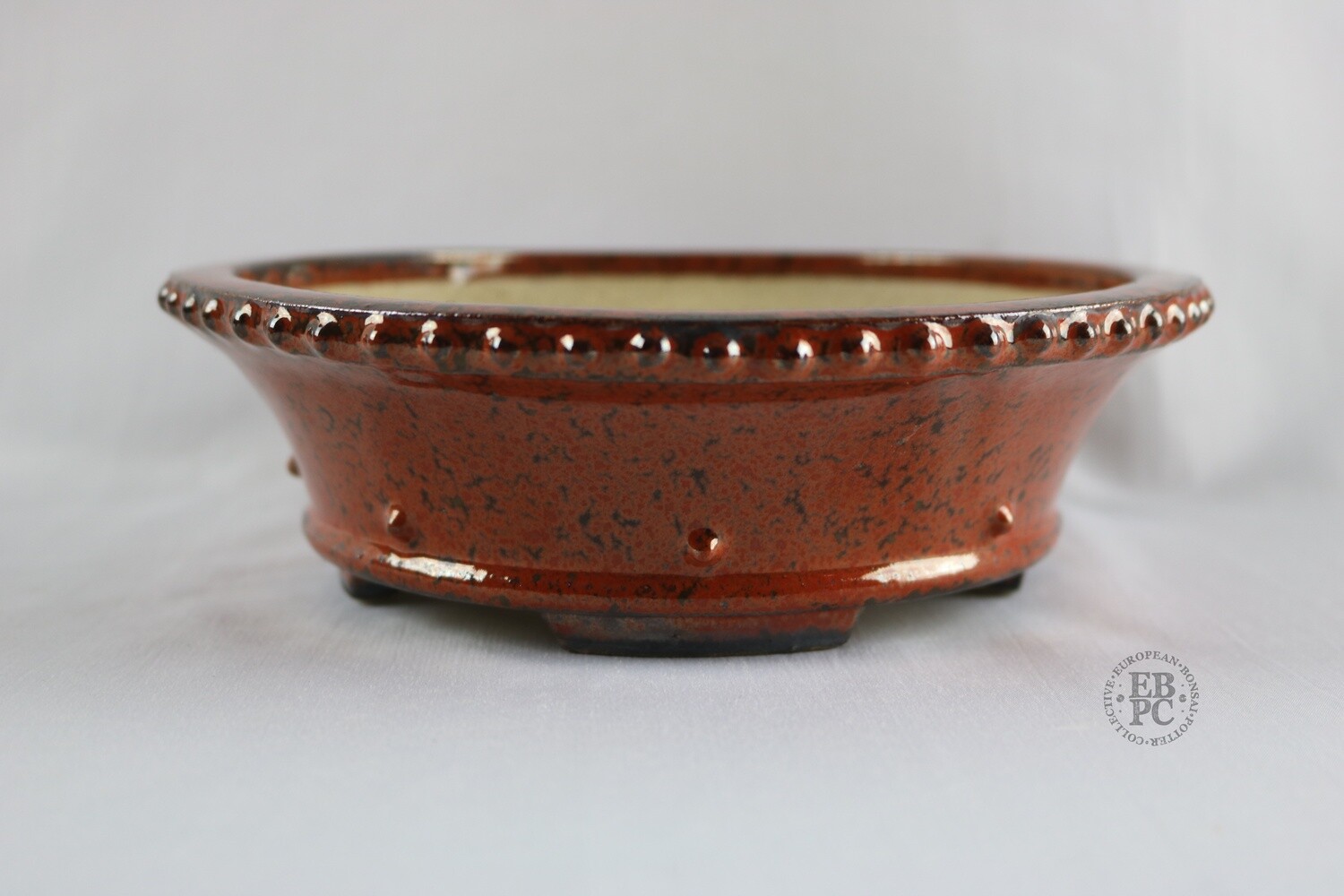 Ian Baillie - 19.2cm; Kifu; Red Crystalline Glaze; Gunmetal/Grey; Round; Studs to Lip 7 Base; Excellent Feet; Hand-signed; EBPC Stamped