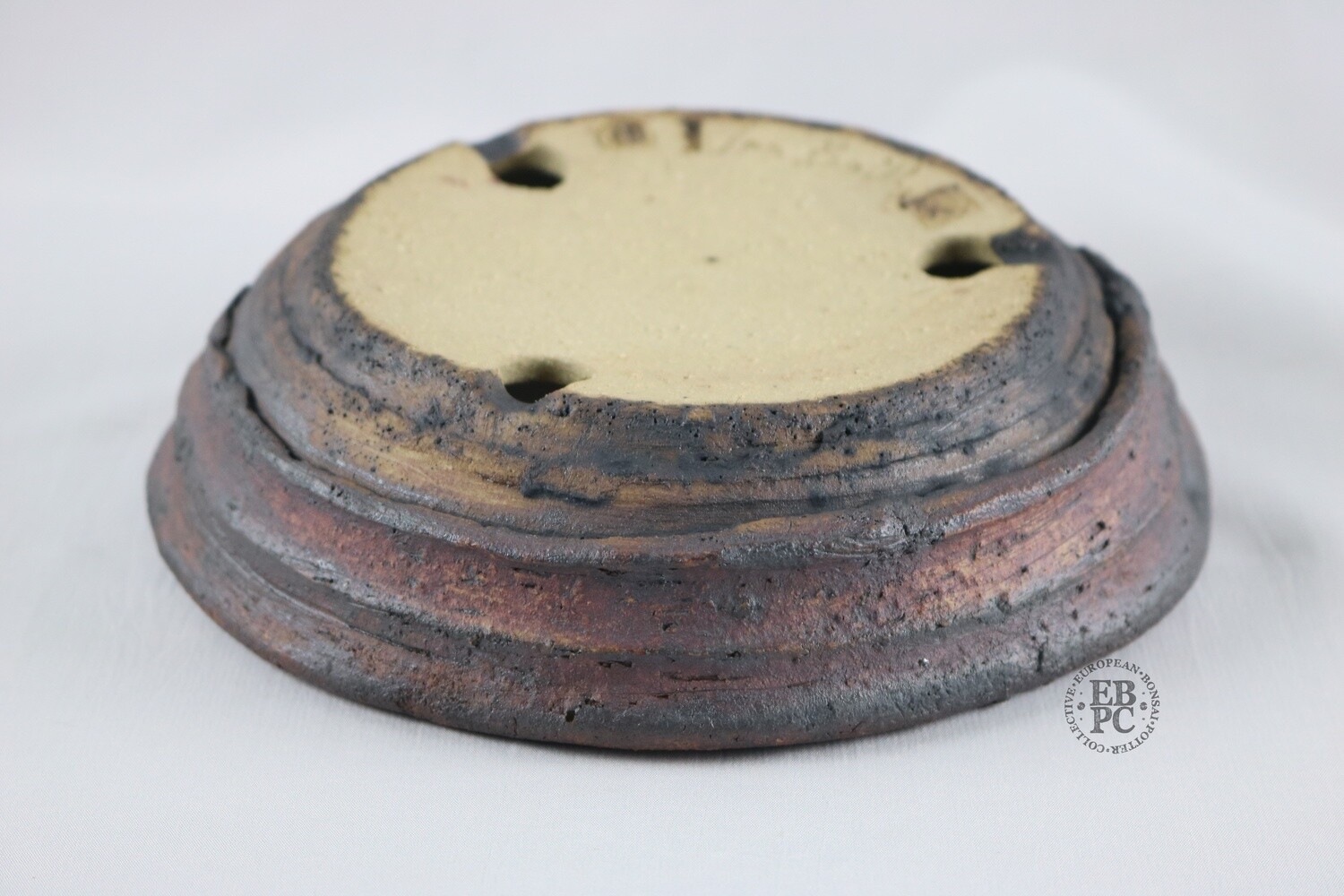 Ian Baillie - 17.5cm; Unglazed; Nanban; Oatmeal Clay; Rustic; Aged looking; Browns; Red Tones; Charcoal Grey; Hand-signed; EBPC Stamped