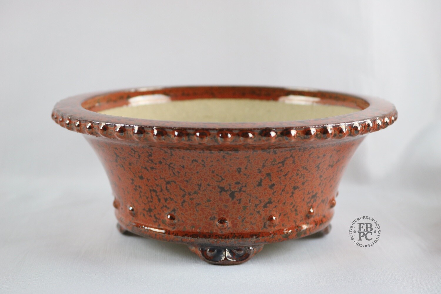 Ian Baillie - 18.1cm; Kifu; Red Crystalline Glaze; Gunmetal/Grey; Round; Generous Depth; Studs to Lip &amp; Base; Excellent Feet; Hand-signed; EBPC Stamped