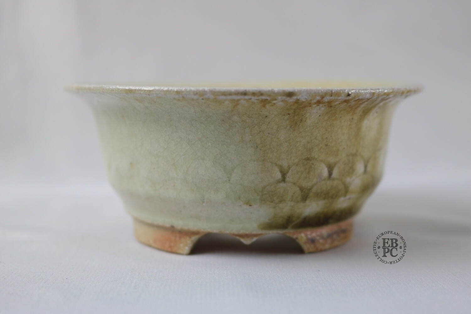 Gramming Pots - 11.7cm; Wood-fired;  Ash deposits;  Subtle Glaze; Dragon-scale Design; Refined; Recessed Feet; Tomas Gramming.