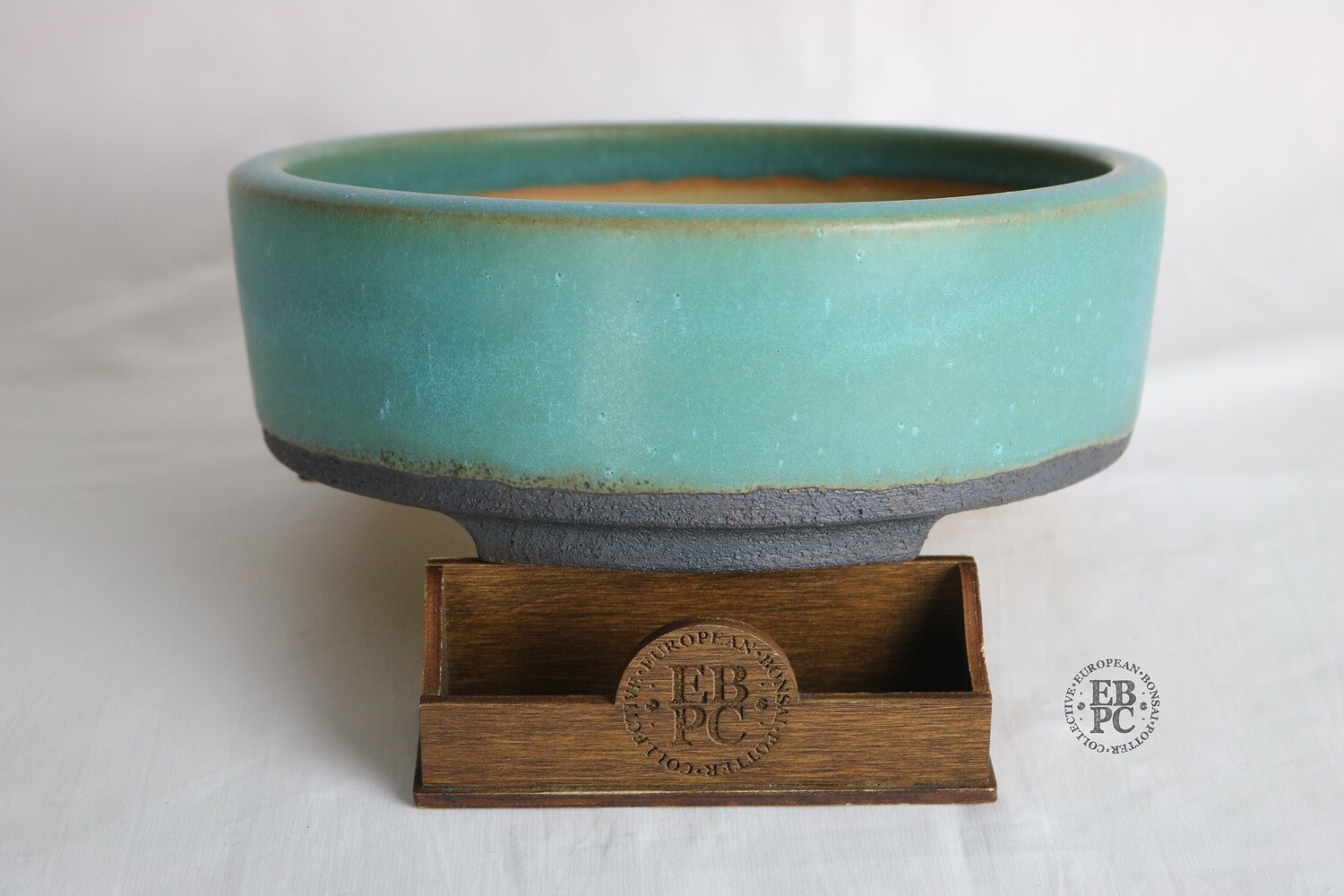 Walsall Studio Ceramics - David Jones; 22.5cm; Round; Formal Style; Glazed; Light Pastel Blue; Browns; EBPC Stamped.