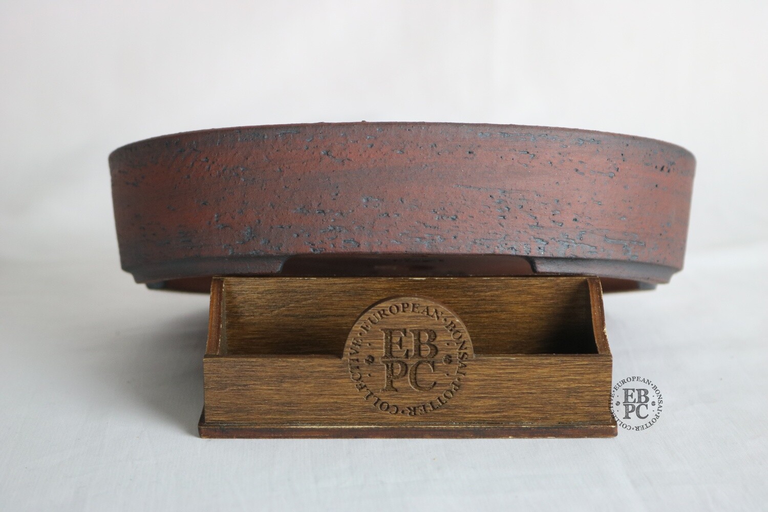 Walsall Studio Ceramics -David Jones; 20cm; Oval; Unglazed; Reddish Brown; Textured Finish; EBPC Stamped.